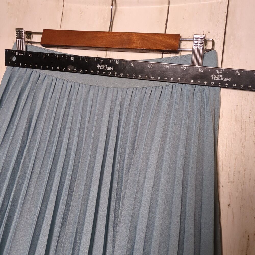 Blue Pleated Midi Skirt Size M Office Academia Preppy Cottagecore NWT Kate Kasin - Picture 7 of 9